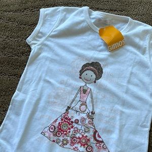 NWT Made in Argentina GMS girls cute long white shirt